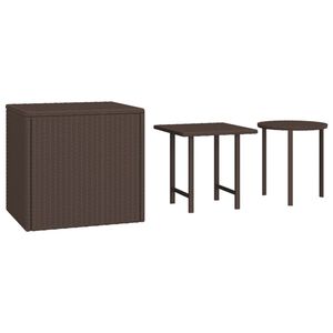 vidaXL Tables d'appoint de jardin 3 pcs marron r&eacute;sine tress&eacute;e