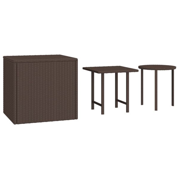 vidaXL Tables d'appoint de jardin 3 pcs marron r&eacute;sine tress&eacute;e