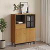 vidaXL Buffet avec porte vitrée FLAM 92x40x122,5 cm bois massif de pin