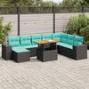 vidaXL Salon de jardin 9 pcs avec coussins noir r&eacute;sine tress&eacute;e