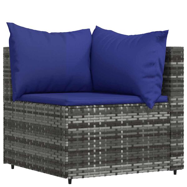 vidaXL Salon de jardin 4 pcs avec coussins Gris R&eacute;sine tress&eacute;e