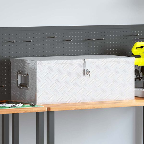 vidaXL Bo&icirc;te de rangement Argent&eacute; 80x39x30 cm Aluminium