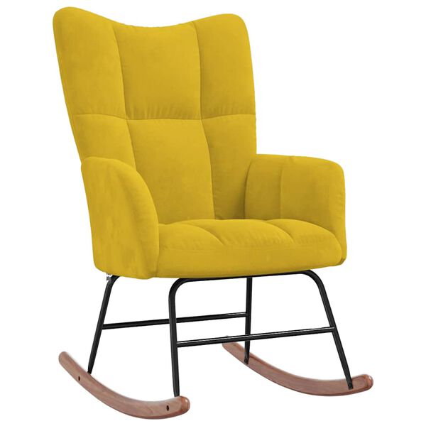 vidaXL Chaise &agrave; bascule Jaune moutarde Velours
