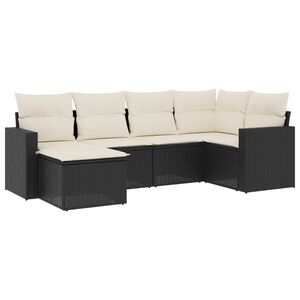 vidaXL Salon de jardin 6 pcs avec coussins noir r&eacute;sine tress&eacute;e