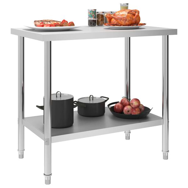 vidaXL Table de travail de cuisine 100x60x85 cm Acier inoxydable