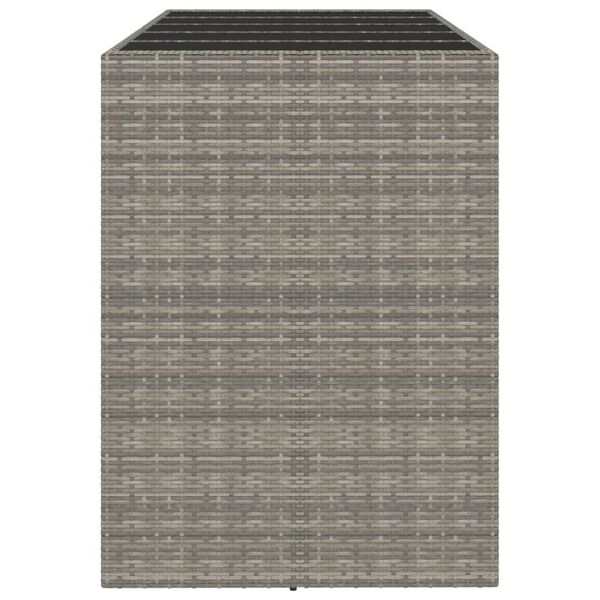 vidaXL Table de bar et dessus en verre gris 185x80x110 cm poly rotin