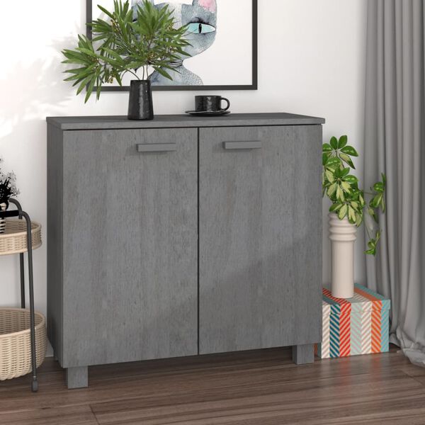 vidaXL Buffet HAMAR Gris fonc&eacute; 85x35x80 cm Bois massif de pin