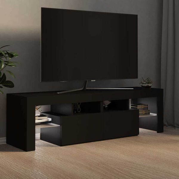 vidaXL Meuble TV avec lumi&egrave;res LED Noir 140x36,5x40 cm