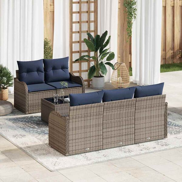 vidaXL Ensemble de canap&eacute; de jardin Gris 55 x 55 x 37 cm polyrotin