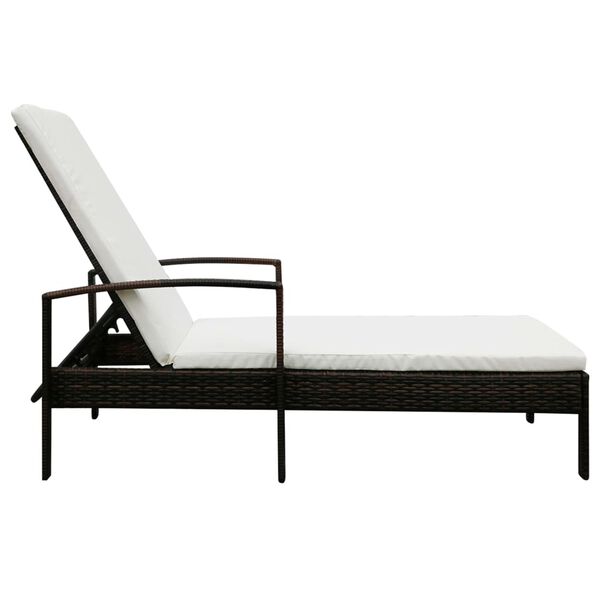 vidaXL Chaise longue avec coussin Résine tressée Marron