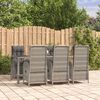 vidaXL Ensemble &agrave; manger jardin et coussins 7 pcs gris rotin