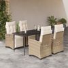 vidaXL Ensemble &agrave; manger de jardin avec coussins 5pcs Beige poly rotin