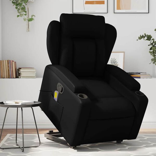 vidaXL Fauteuil inclinable de massage noir similicuir