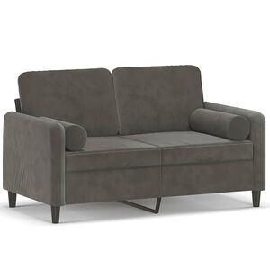 vidaXL Canap&eacute; 2 places oreillers et coussins Gris fonc&eacute; 120 cm Velours