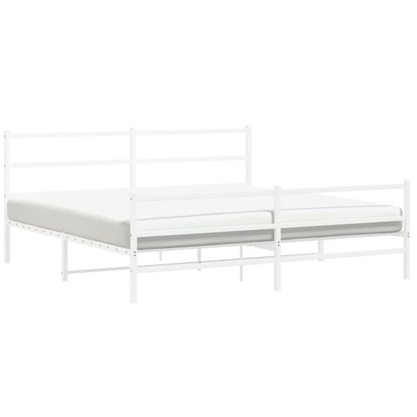 vidaXL Cadre de lit m&eacute;tal sans matelas et pied de lit blanc 193x203 cm