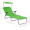vidaXL Chaise longue avec auvent acier vert