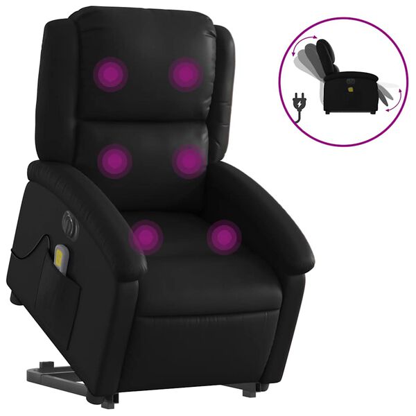 vidaXL Fauteuil inclinable de massage électrique noir similicuir