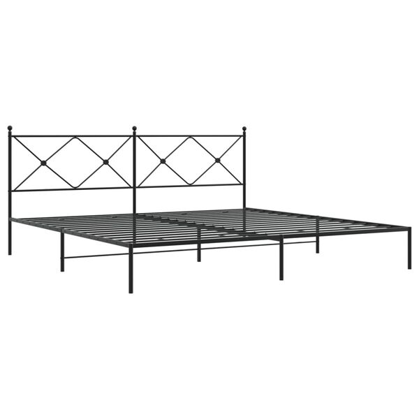 vidaXL Cadre de lit m&eacute;tal sans matelas avec t&ecirc;te de lit noir 193x203cm