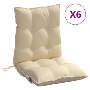 vidaXL Coussins de chaise &agrave; dossier bas lot de 6 beige tissu oxford