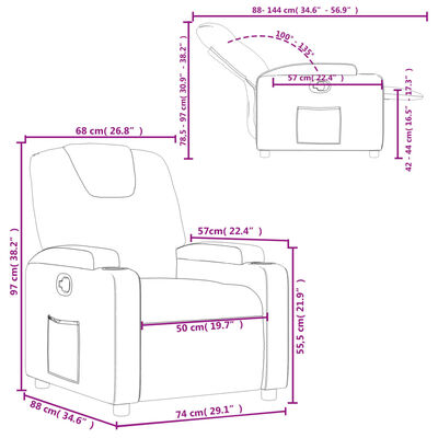 vidaXL Fauteuil inclinable Crème Similicuir