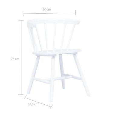 vidaXL Chaises à manger lot de 2 blanc bois hévéa massif