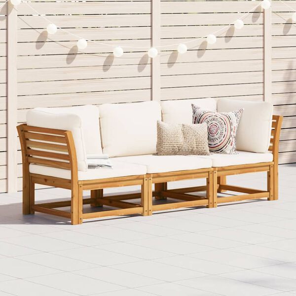 vidaXL Salon de jardin 3 pcs avec coussins bois massif d'acacia