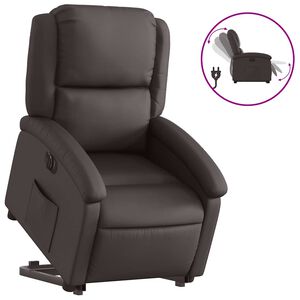 vidaXL Fauteuil inclinable électrique marron foncé cuir véritable
