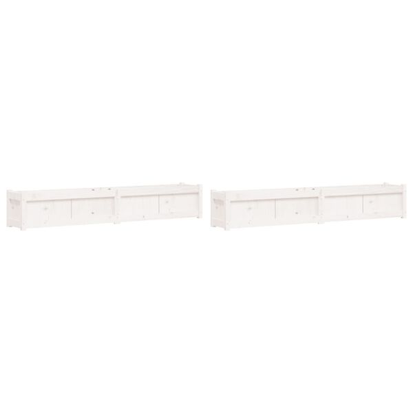 vidaXL Jardini&egrave;res 2 pcs blanc bois de pin massif