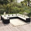 vidaXL Salon de jardin 11 pcs avec coussins noir r&eacute;sine tress&eacute;e
