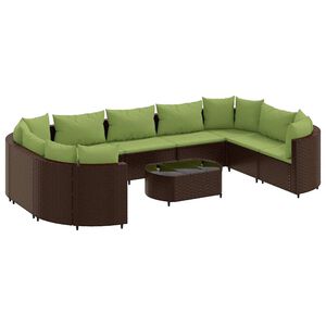 vidaXL Salon de jardin 10 pcs avec coussins marron r&eacute;sine tress&eacute;e