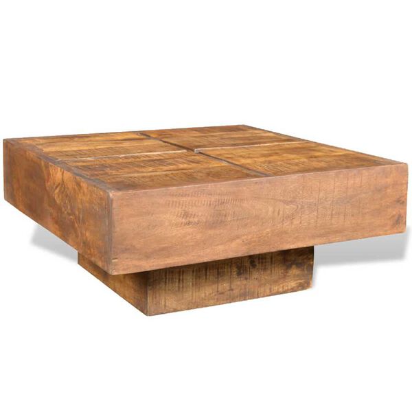 vidaXL Table basse carr&eacute;e Marron Bois massif de manguier