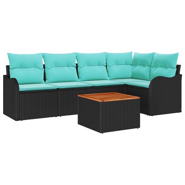 vidaXL Ensemble de canap&eacute; de jardin 6 pcs Noir Poly rotin