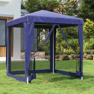 vidaXL Tente de fête avec 4 parois latérales en maille Bleu 2x2 m PEHD