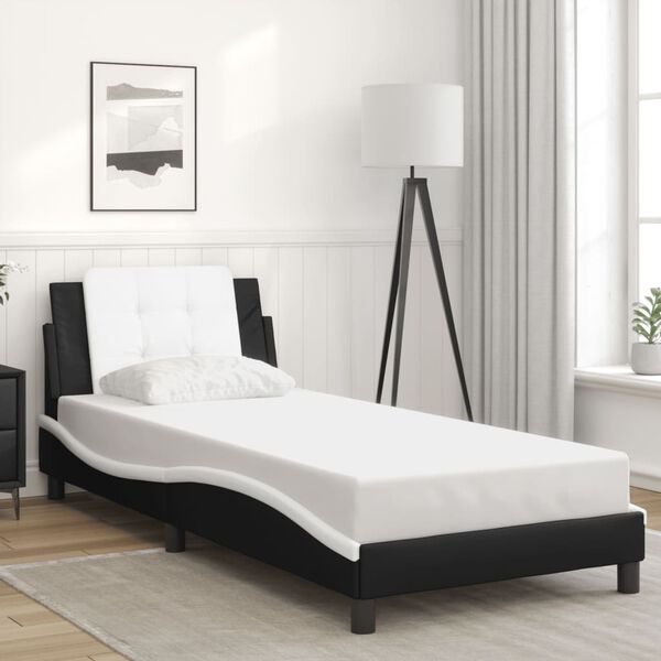 vidaXL Cadre de lit avec LED sans matelas Zadar noir blanc 100x190 cm