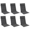 vidaXL Coussins de chaise &agrave; dossier haut lot de 6 anthracite
