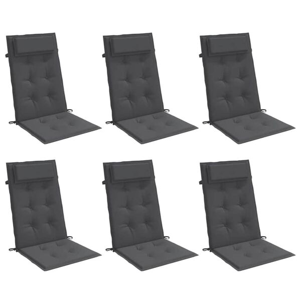 vidaXL Coussins de chaise &agrave; dossier haut lot de 6 anthracite