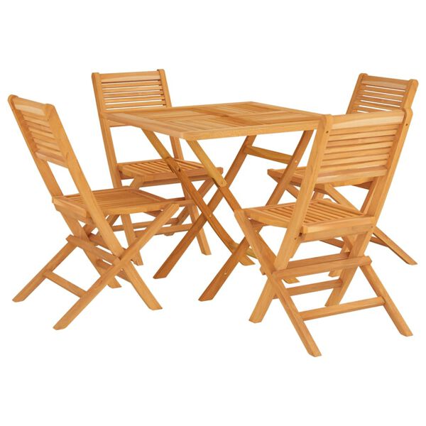 vidaXL Ensemble &agrave; manger de jardin 5 pcs Bois de teck massif