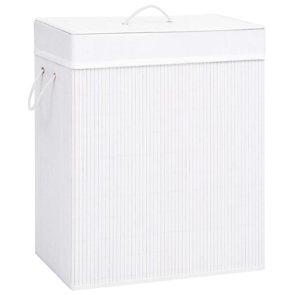 vidaXL Panier &agrave; linge avec 2 sections bambou blanc 100 L