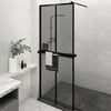 vidaXL Paroi de douche avec étagère Noir 80x195 cm Verre ESG&Aluminium