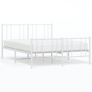 vidaXL Cadre de lit métal sans matelas et pied de lit blanc 150x200 cm