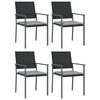 vidaXL Chaises de jardin et coussins lot de 4 noir 54x62,5x89 cm rotin
