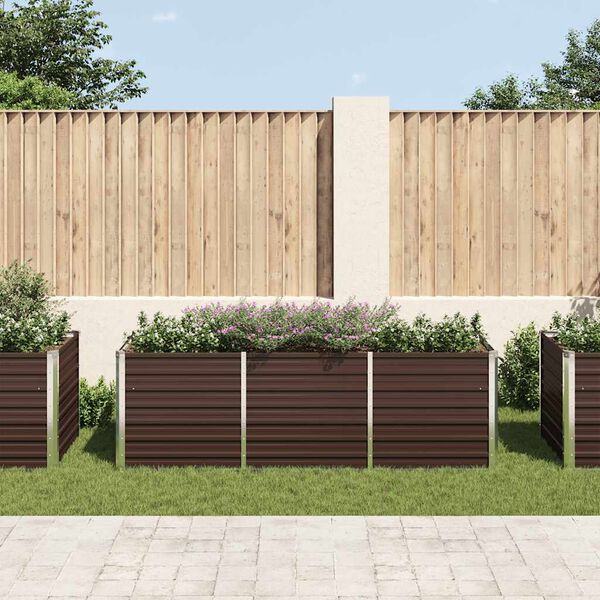 vidaXL Lit sur&eacute;lev&eacute; de jardin Marron 240x80x77 cm Acier galvanis&eacute;