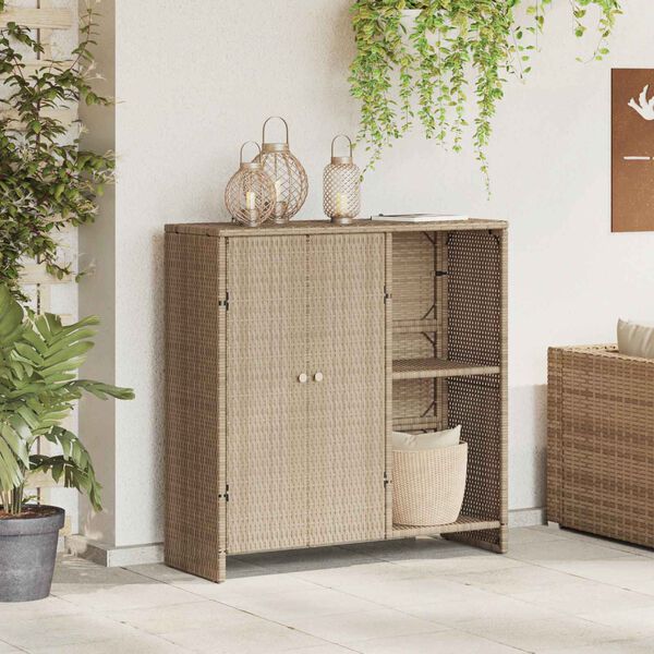 vidaXL Armoire de rangement avec &eacute;tag&egrave;re Beige 100 x 36 x 102 cm Rotin