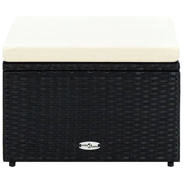 vidaXL Tabouret / repose-pied R&eacute;sine tress&eacute;e 53 x 53 x 30 cm Noir