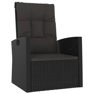 vidaXL Salon de jardin 3 pcs avec coussins Noir Résine tressée