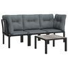 vidaXL Salon de jardin 4 pcs noir et gris résine tressée