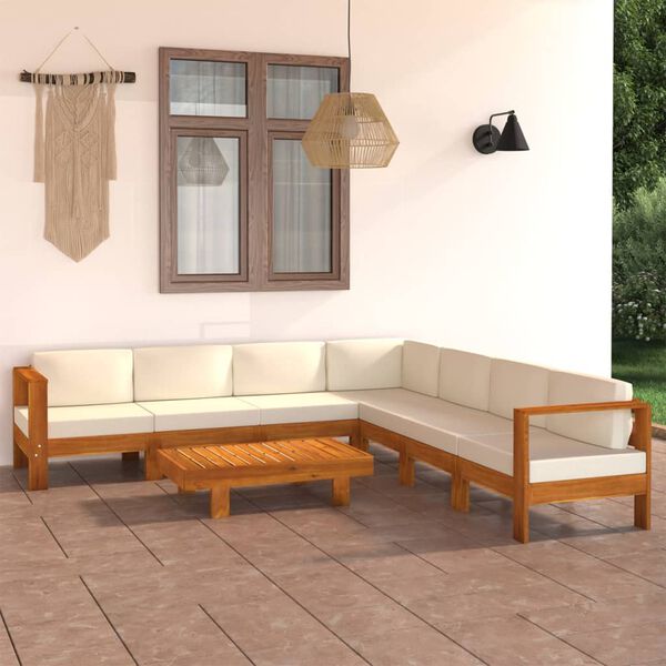 vidaXL Salon de jardin 8 pièces avec coussins 100 x 60 cm Bois d'acacia