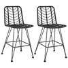 vidaXL Tabourets de bar lot de 2 Noir R&eacute;sine tress&eacute;e et acier