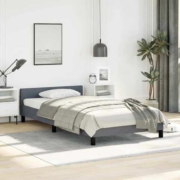 vidaXL Cadre de lit sans matelas gris fonc&eacute; double XL velours