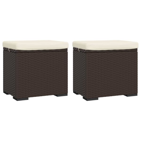 vidaXL Poufs avec coussins lot de 2 marron 40x30x40 cm r&eacute;sine tress&eacute;e